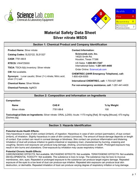silver nitrate hazards.
